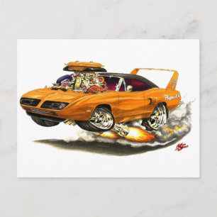 1970 Superbird Orange Car Vykort