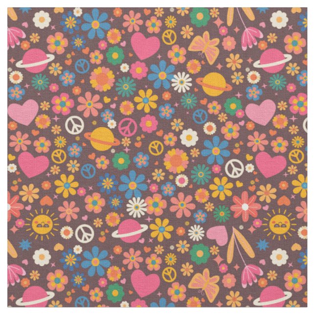 1970-tal funky fredstecken planet retro hippie bru tyg (Närbild)