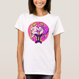 1970-talet stil Gemini Painting with Symbol Tee Shirt