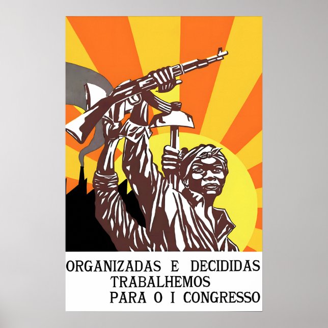 1970-talets afrikanska propagandaposter Angola Låt Poster (Framsidan)