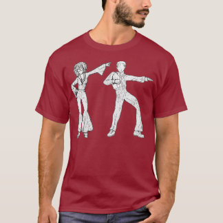 1970-talets Art Tshirt Disco Dancers Silhouette Re T Shirt
