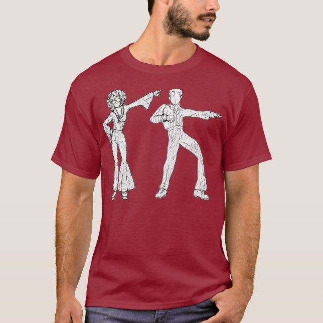 1970-talets Art Tshirt Disco Dancers Silhouette Re T Shirt (Framsida)