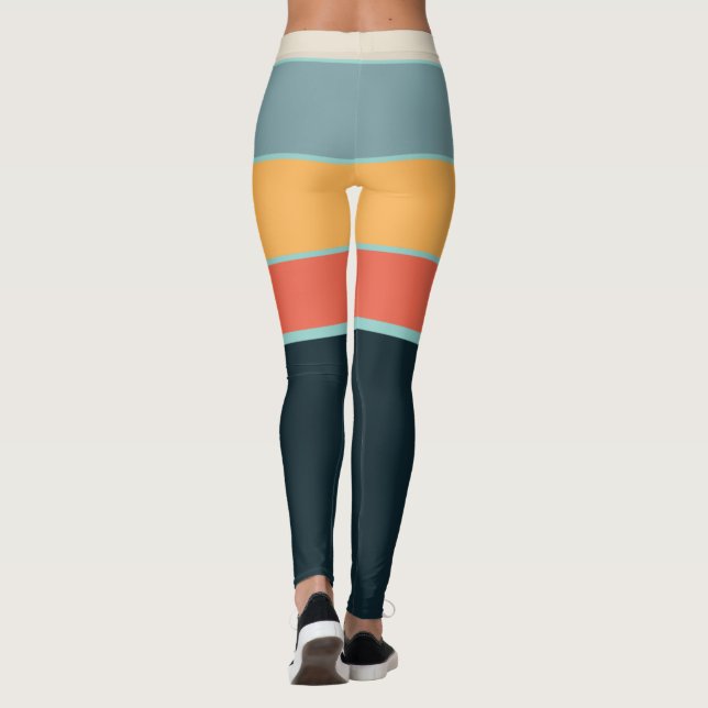 1970-talets färgstarka vintage rand mönster leggings (Baksida)
