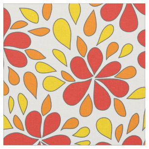 1970-talets Maskros Röd Orange Gul Abstrakt Blomma Tyg