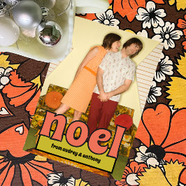 1970-talets NOEL Message Vintage Stil Photo Julkort