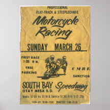 1970-talets Poster av motorcykel i södra Bay på sn