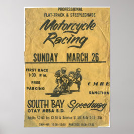 1970-talets Poster av motorcykel i södra Bay på sn