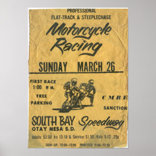 1970-talets Poster av motorcykel i södra Bay på sn