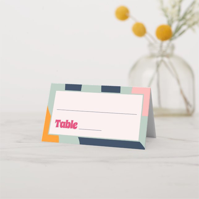 1970-talets Retro Groovy-Abstrakt med fetstil Placeringskort (Framsida)