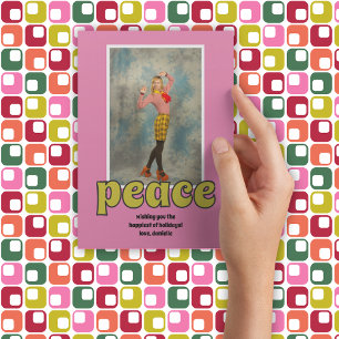 1970-talets Retro Peace Message Rosa Photo Julkort