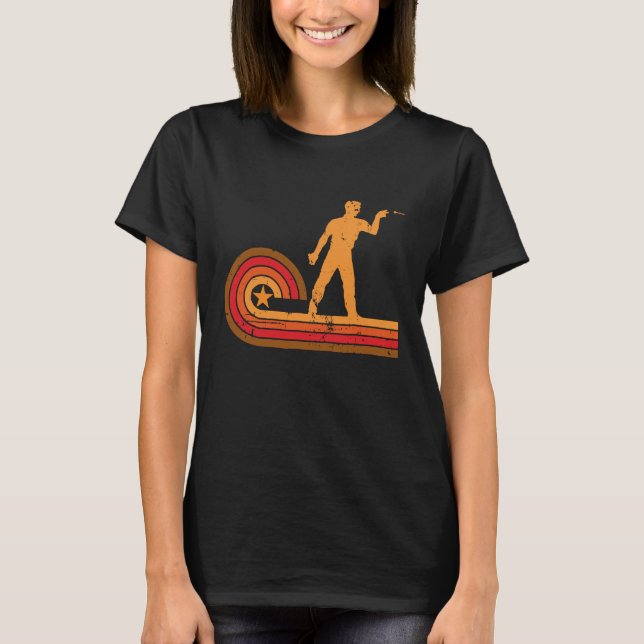 1970-talets Retro Stil Darts Player Silhouette Dar T Shirt (Framsida)