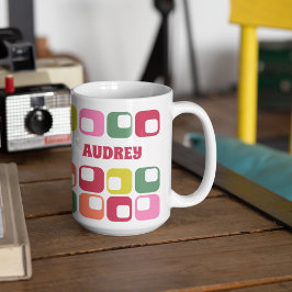 1970-talets Retro Stil Geometric Mönster Personlig Kaffemugg