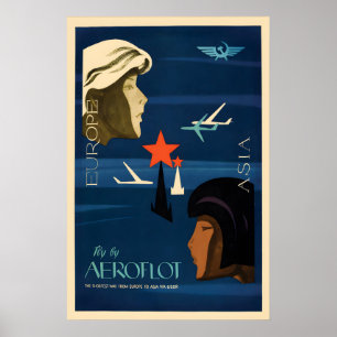1970-talets sovjetiskt flygplansaffisch Europa til Poster