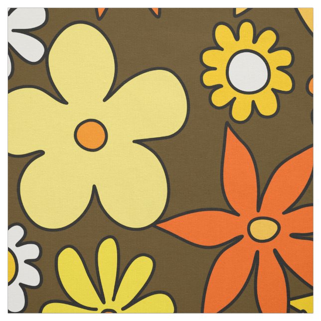 1970-talets Stil Blommönster Fabric Tyg (Provkarta)