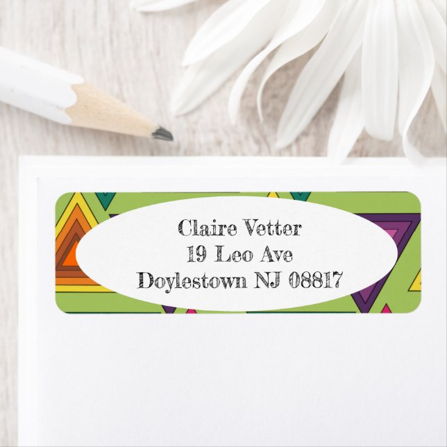 1970-talets trianglar returadress etikett (Insitu)