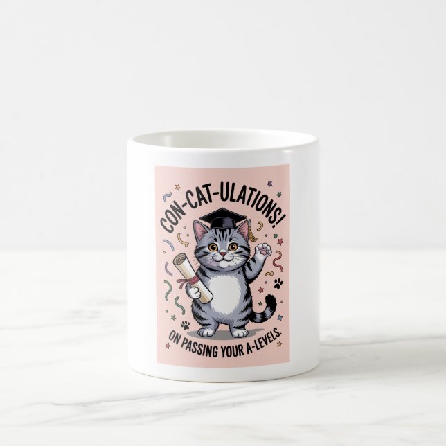 1970-talsinspirerade ”Con-cat-ulationer” A-Level-f Kaffemugg (Center)