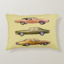 1970 tre muskelbilar tryck prydnadskudde