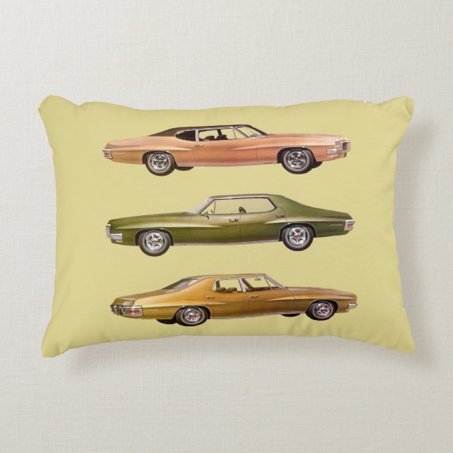 1970 tre muskelbilar tryck prydnadskudde (Framsidan)