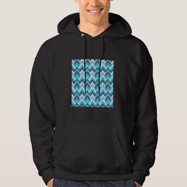 1970'S GEOMETRIC ARROW MÖNSTER FLAMESTICH BLUE GRE HOODIE (Framsida)