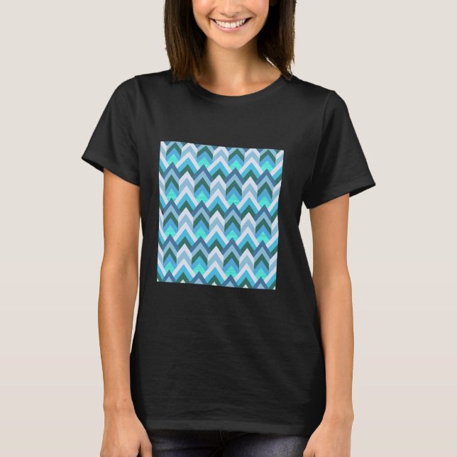 1970'S GEOMETRIC ARROW MÖNSTER FLAMESTICH BLUE GRE T SHIRT (Framsida)