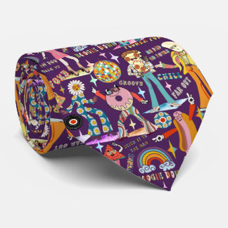1970s Sticker Disco Neck Tie Slips