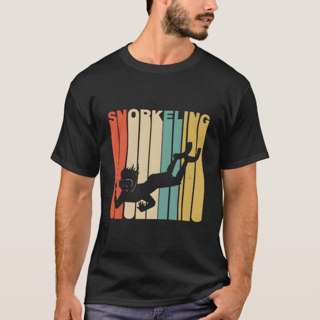 1970'S Style Snorkeling Snorkeler T Shirt (Framsida)