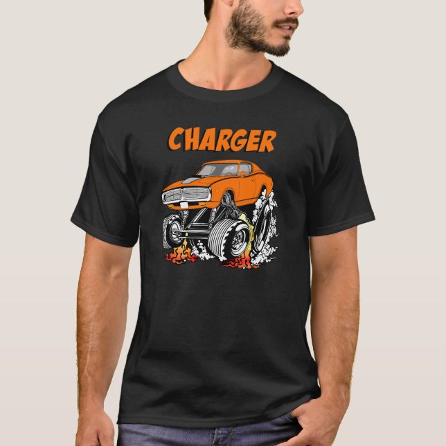 1971 1972 Charger Tecknad Hot rod T Shirt (Framsida)
