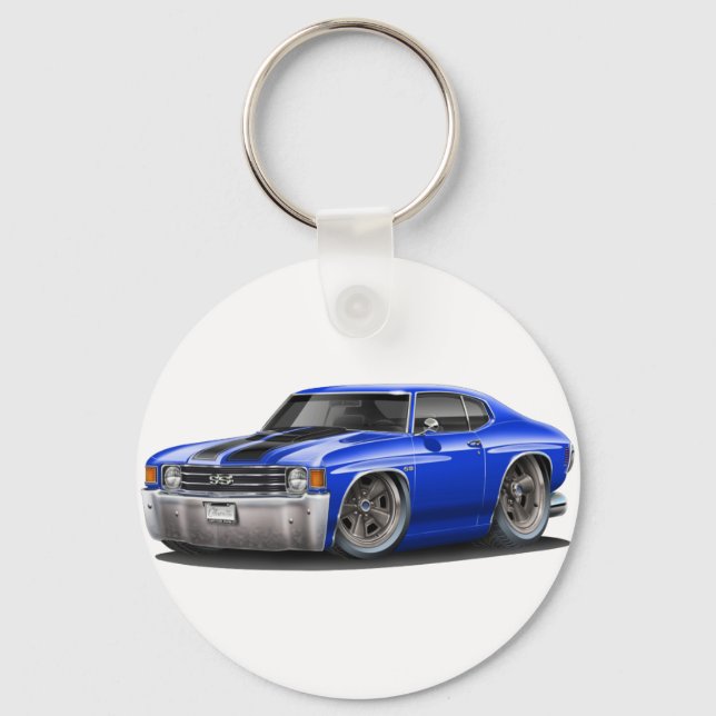 1971-72 Chevelle Blue-Black Car Nyckelring (Framsida)