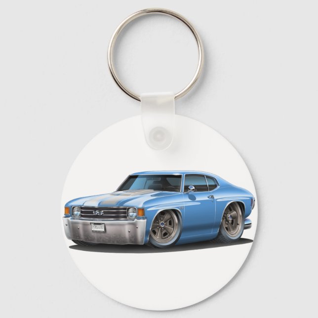 1971-72 Chevelle Lt Blue-White Car Nyckelring (Framsida)