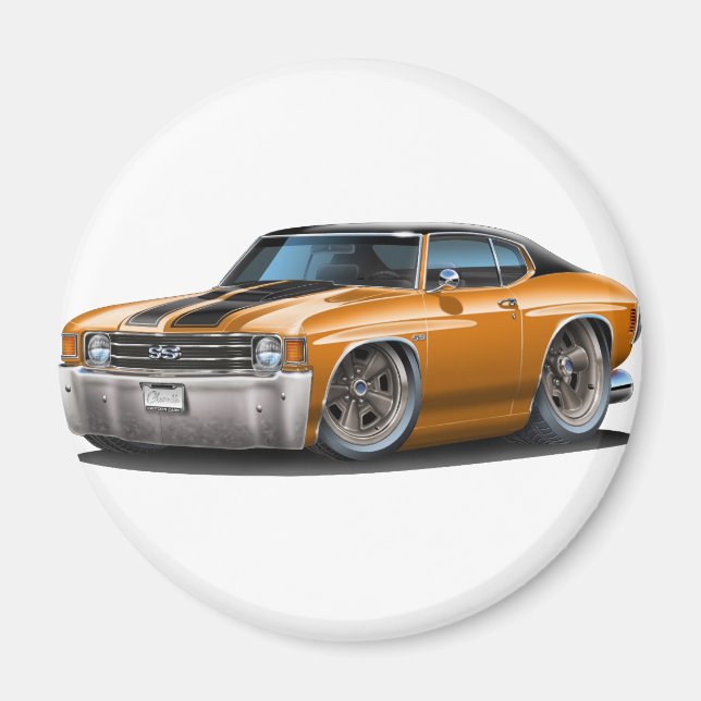 1971-72 Chevelle Orange-Black Top Car Magnet (Framsidan)