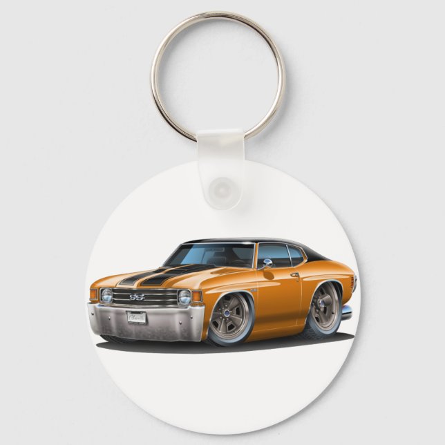 1971-72 Chevelle Orange-Black Top Car Nyckelring (Framsida)
