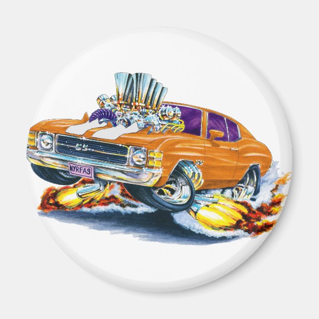 1971-72 Chevelle Orange-White Car Magnet (Framsidan)
