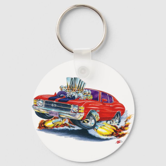 1971-72 Chevelle Red-Black Car Nyckelring (Framsida)