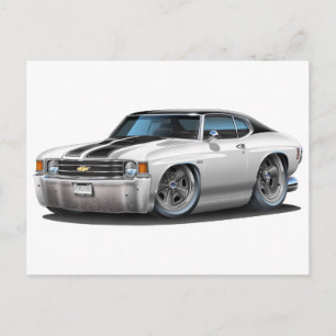 1971-72 Chevelle White-Black Top Car Vykort