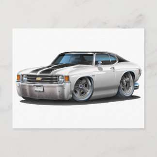1971-72 Chevelle White-Black Top Car Vykort