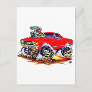 1971-72 El Camino Red 4 x 4 Monster Lastbil Vykort