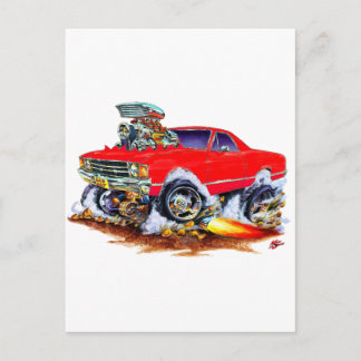 1971-72 El Camino Red 4 x 4 Monster Lastbil Vykort