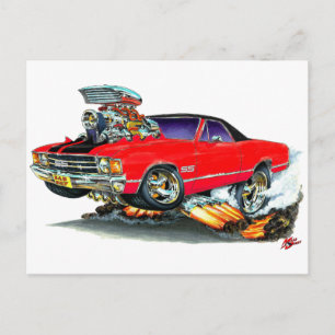 1971-72 El Camino Red-Black SS Lastbil Vykort