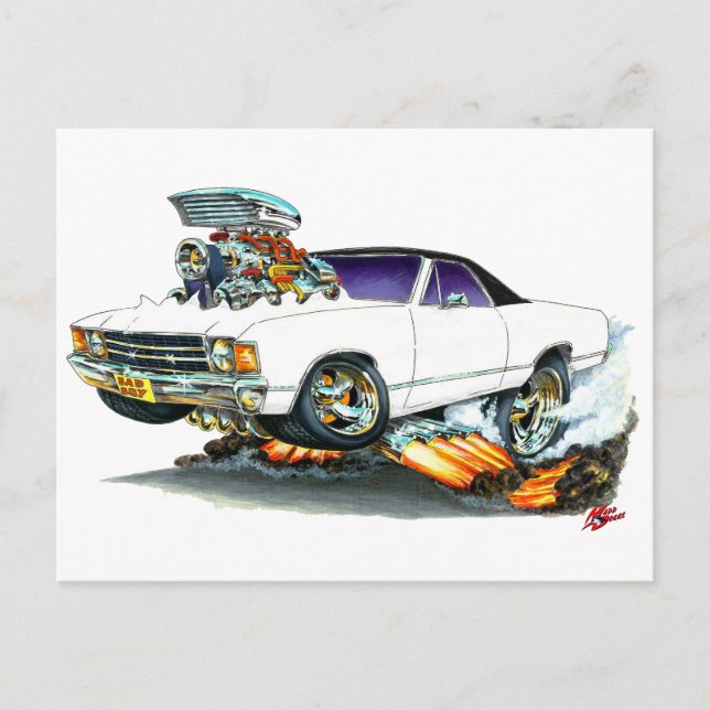 1971-72 El Camino White-Black Lastbil Vykort (Framsida)