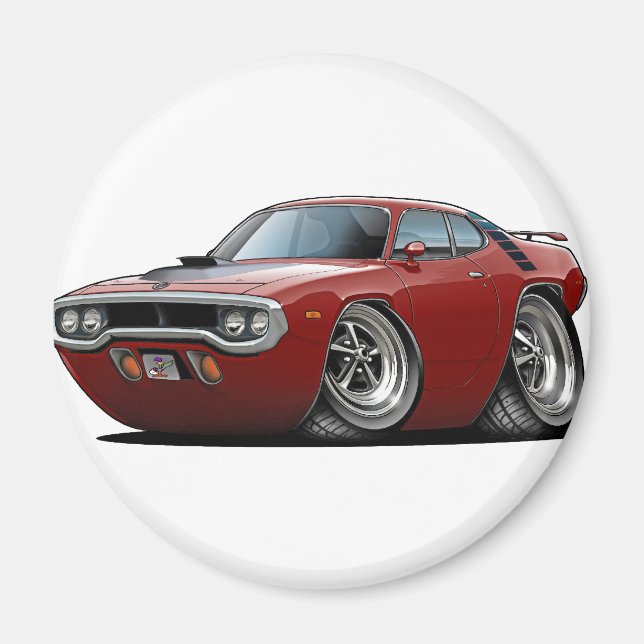 1971-72 Roadrunner Maroon-Black Car Magnet (Framsidan)