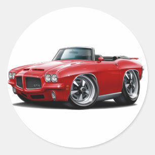 1971-72 röd cabriolet för GTO Runt Klistermärke