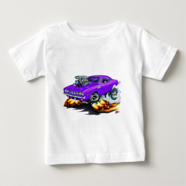 1971-73 Cuda Lila Car T-shirt (Framsida)