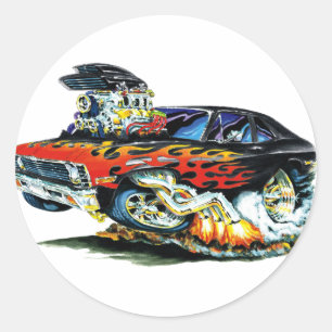 1971-74 Nova Black Red Flames Runt Klistermärke