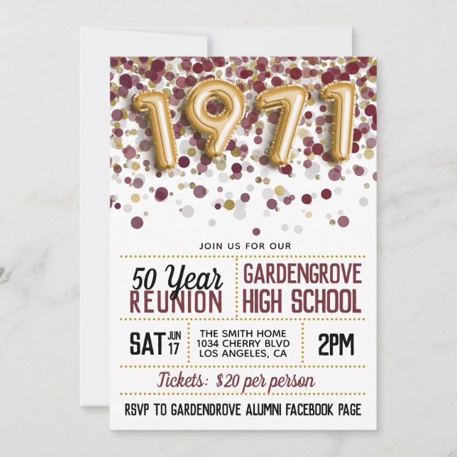 1971 års återförening av gymnasiehögskolan inbjudningar (Framsida)