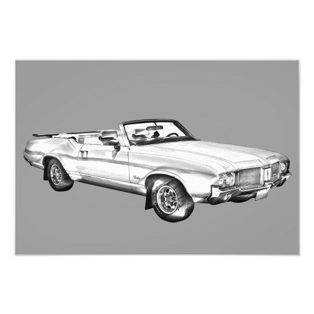 1971 Oldsmobile Cutlass Supreme Car Illustration Fototryck (Framsidan)