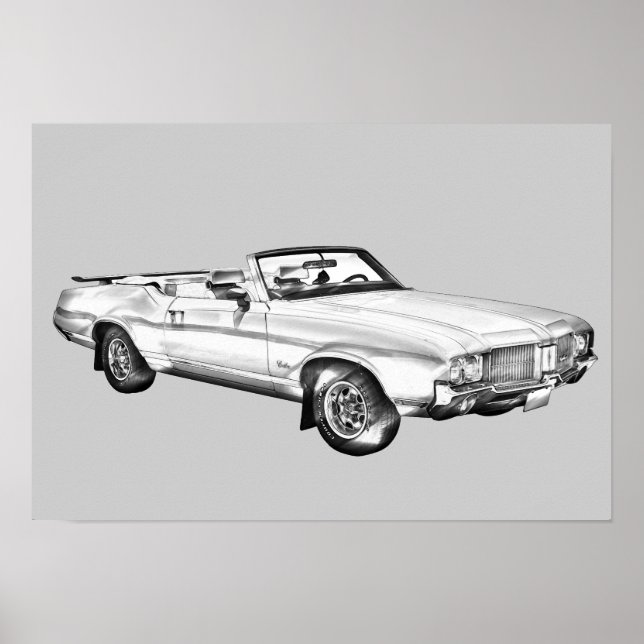 1971 Oldsmobile Cutlass Supreme Car Illustration Poster (Framsidan)