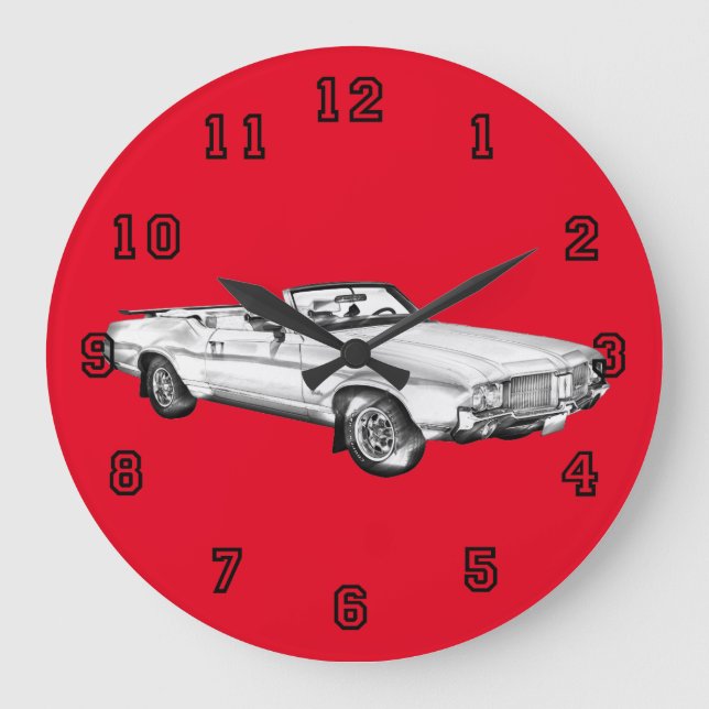 1971 Oldsmobile Cutlass Supreme Car Illustration Stor Klocka (Framsida)