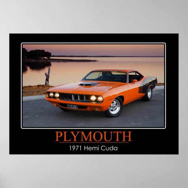 1971 Plymouth Hemi Cuda - Muskelbil Poster (Framsidan)