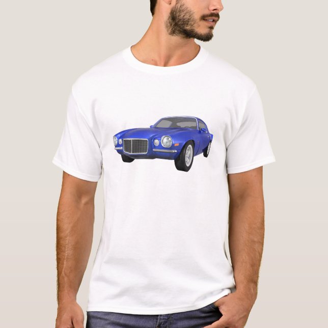 1972 Camaro Z28: Muskelbil: Blått Avsluta: T Shirt (Framsida)