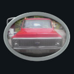 1972 Chevy C10 Bälte Buckle<br><div class="desc">Red 1972 Chevy C10 Bälte Buckle front view.</div>